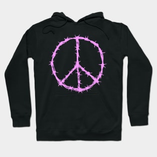 Barbed Wire Peace Sign (pink) Hoodie